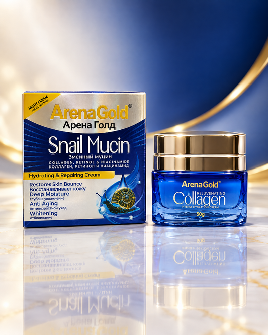 Arena Gold Snail Mucin Collagen Cream SPF 30 Gel & Serum Bundle