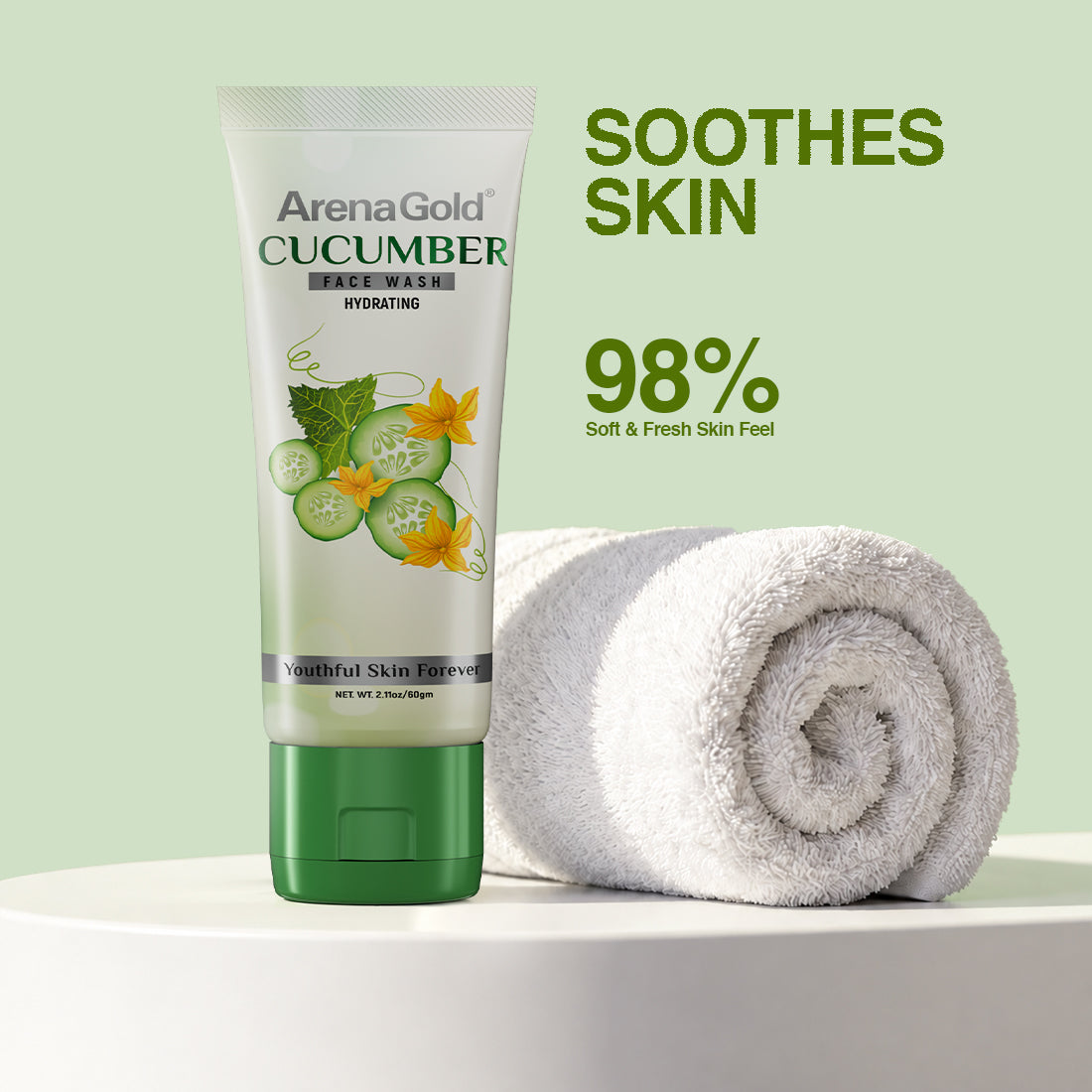 Arena Gold Cucumber Facewash – Refreshing Facial Cleanser (60g,100g)