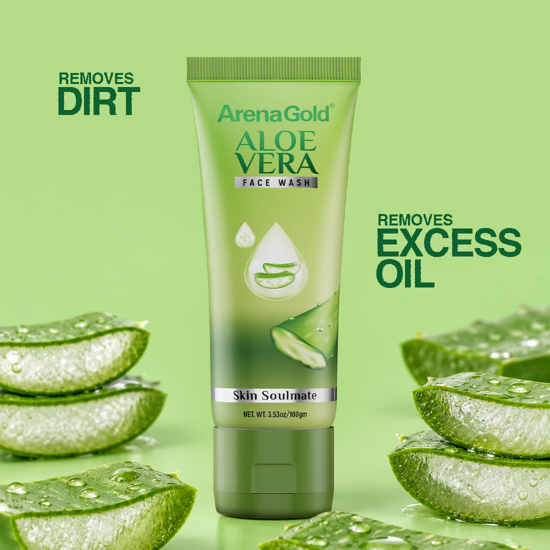 Arena Gold Aloevera Facewash – Gentle Aloe Cleanser (60g,100g)