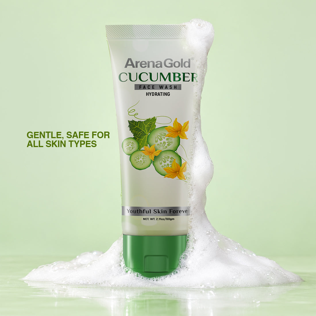 Arena Gold Cucumber Facewash – Refreshing Facial Cleanser (60g,100g)