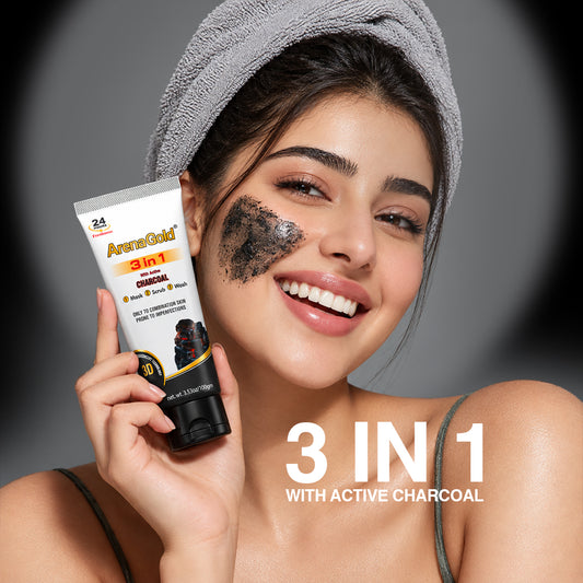 Arena Gold 3 in 1 Facewash with Charcoal - 100g