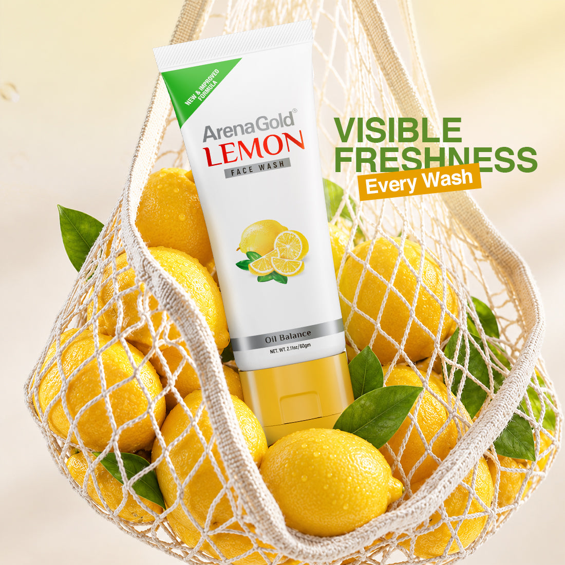 Arena Gold Lemon Facewash – Refreshing Citrus Cleanser (100g & 60g)