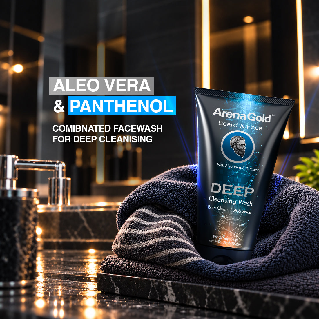 Arena Gold Beard Men Facewash 100g - Gentle Daily Cleanse