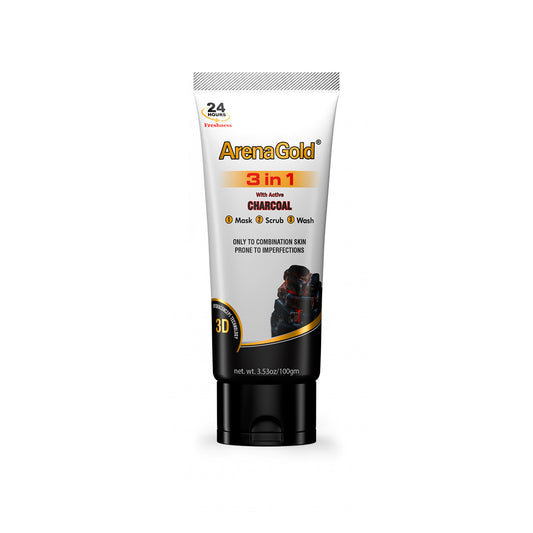 Arena Gold 3 in 1 Facewash with Charcoal - 100g